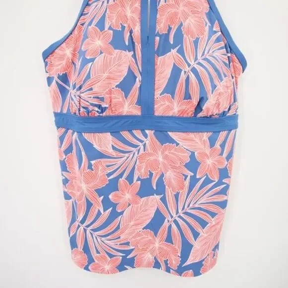 NWOT Lands End Blue Orange Floral Pattern Swim Tankini Top Size 16 - Picture 3 of 8